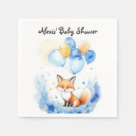Servilleta De Papel Watercolor Woodland Fox Baby Shower
