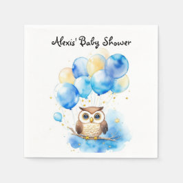 Servilleta De Papel Watercolor Woodland Owl Baby Shower