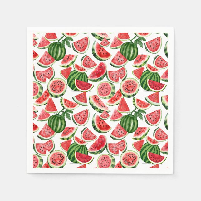 Servilleta De Papel Watercolour Watermelon Napkins – Summer Party (Anverso)