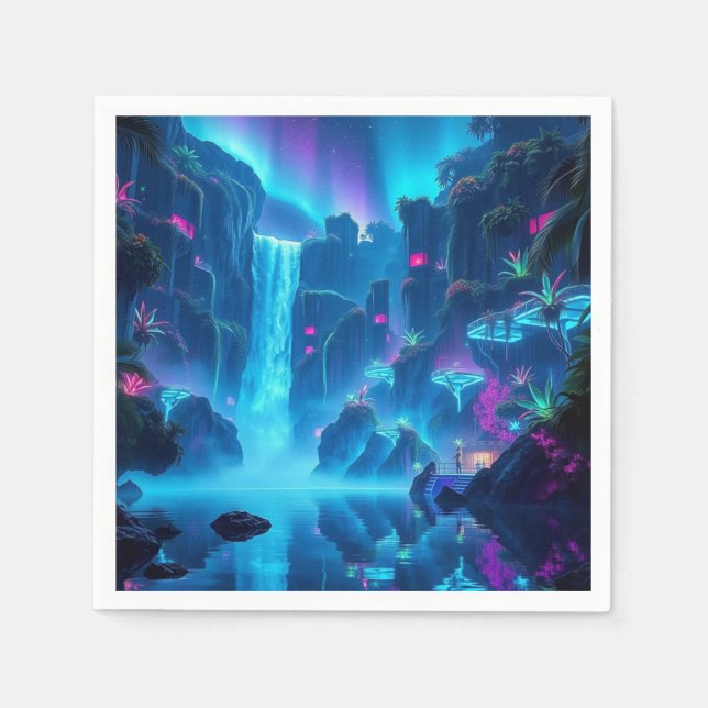 Servilleta De Papel Waterfall Getaway Neon (Anverso)