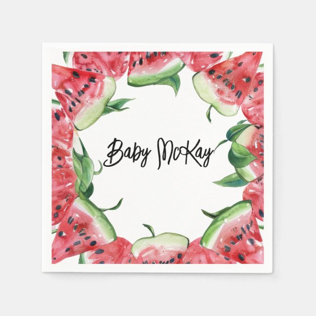 Servilleta De Papel Watermelon Baby Girl Shower Napkins (Anverso)