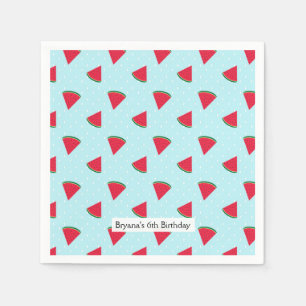 Servilleta De Papel Watermelon Blue Fun Summertime Birday Party