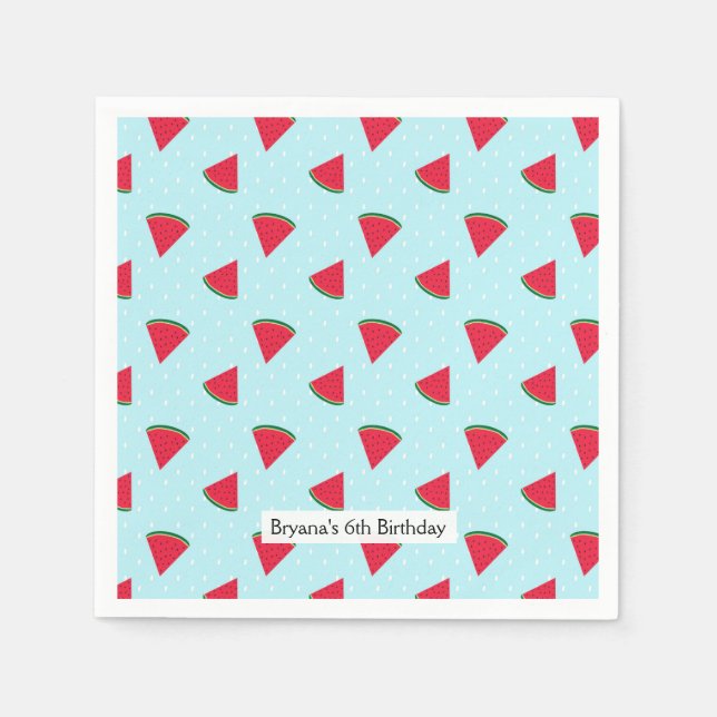 Servilleta De Papel Watermelon Blue Fun Summertime Birday Party (Anverso)