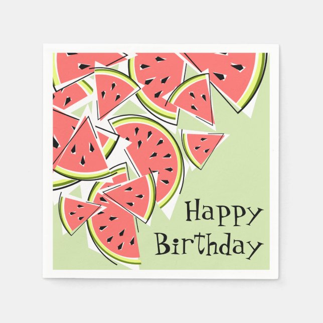 Servilleta De Papel Watermelon Green Happy Birday napkins paper (Anverso)