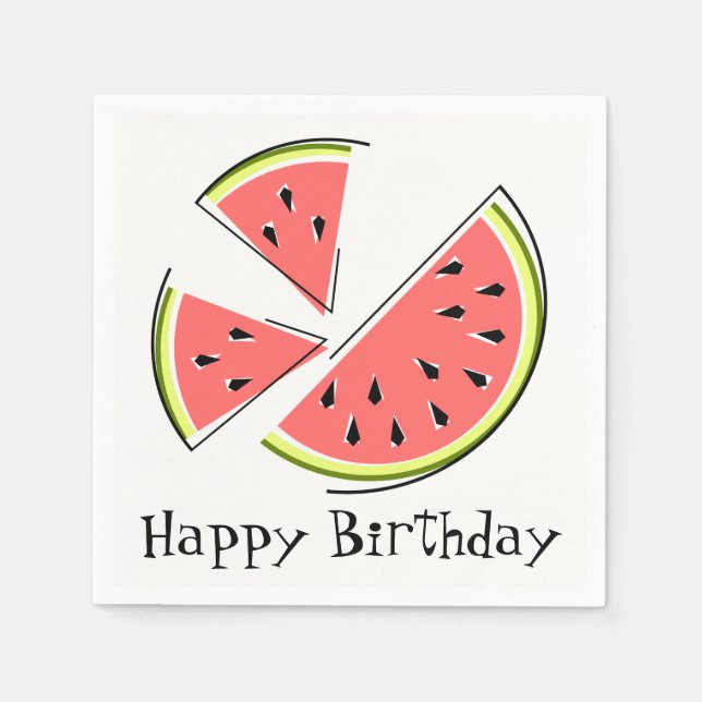 Servilleta De Papel Watermelon Pieces Happy Birday napkins paper (Anverso)