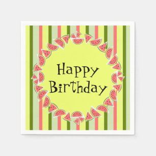 Servilleta De Papel Watermelon Stripe Classic Happy Birday