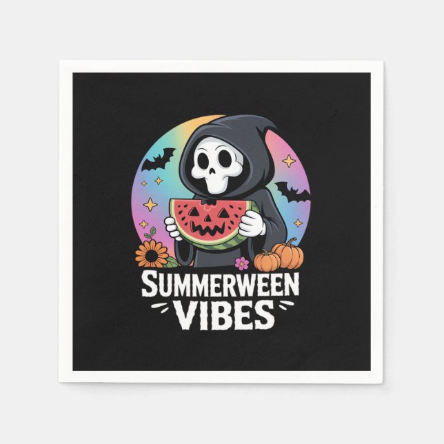 Servilleta De Papel Watermelon Summerween Skeleton Vibes (Anverso)