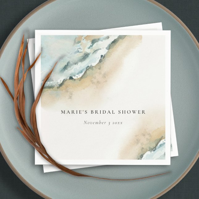 Servilleta De Papel Wave Wave Sand Beach Nautical Bridal Shower (Subido por el creador)