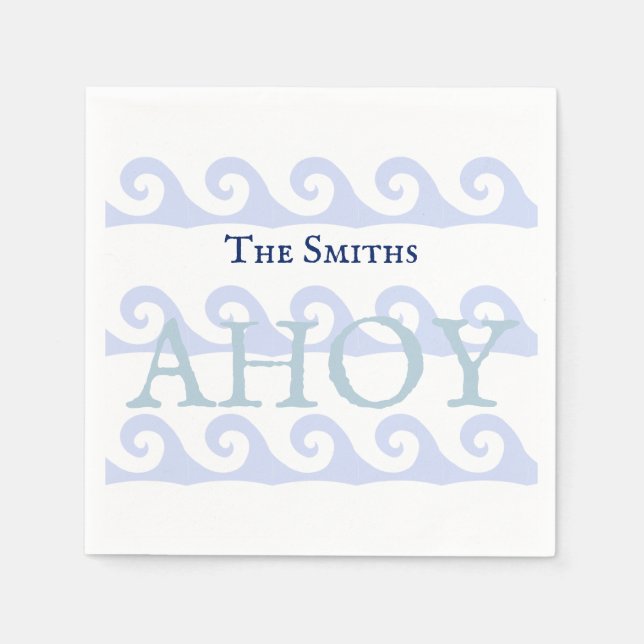 Servilleta De Papel Waves Ahoy Personalizado (Anverso)