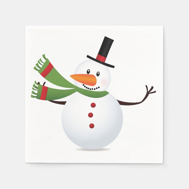 Servilleta De Papel Waving Carrot Nose Snowman (Anverso)
