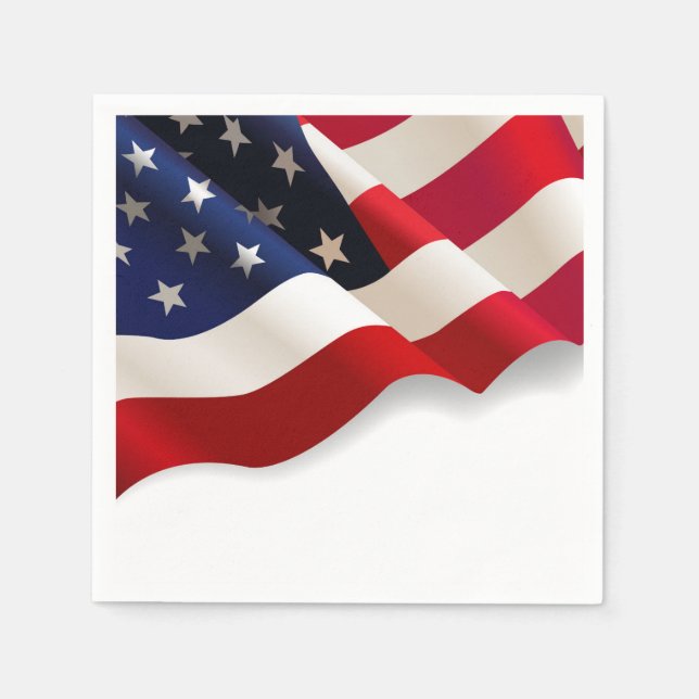 Servilleta De Papel Waving US Flag Patriotic Fiesta Napkins (Anverso)