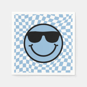 Servilleta De Papel Wavy Blue Guay Preppy Smile Cumpleaños