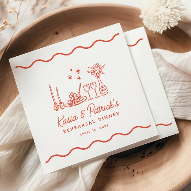 Servilleta De Papel Wavy Whimsical Italiano Doodle Rehearner Cena (Subido por el creador)