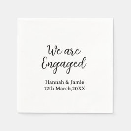 Servilleta De Papel We are Engaged couple name date calligraphystylish