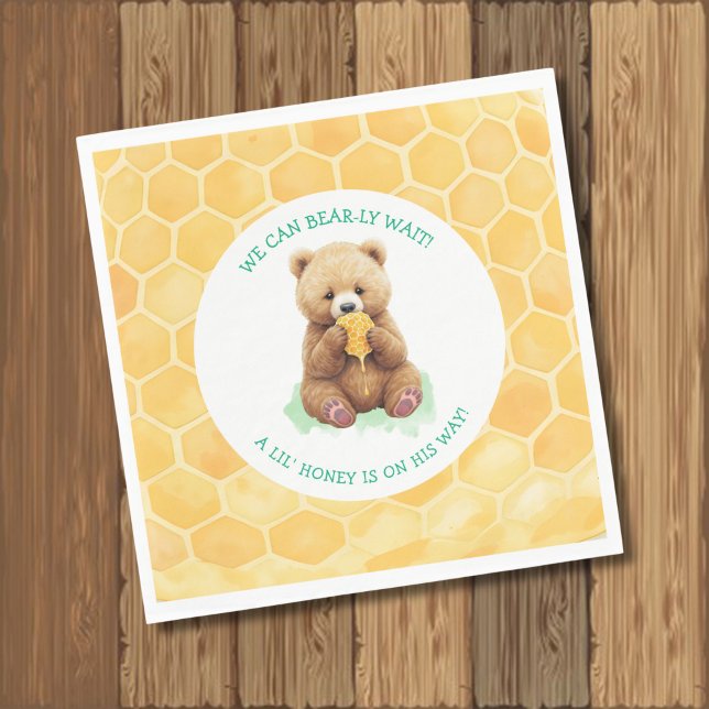 Servilleta De Papel We Can Bear-ly Wait! Bear and Honey Baby Shower (Subido por el creador)