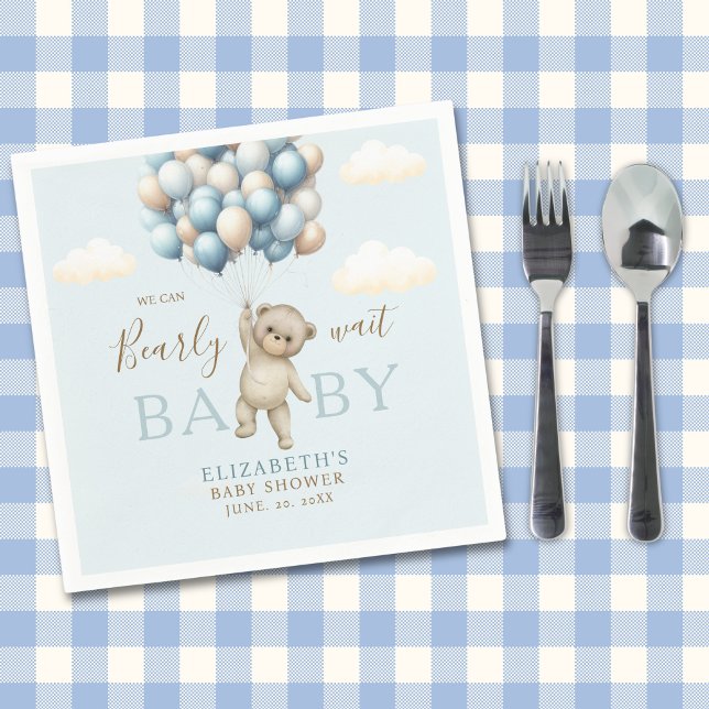 Servilleta De Papel We Can Bearly Wait Baby, Cute Bear Baby Shower  (Subido por el creador)