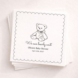 Servilleta De Papel "We Can Bearly Wait" Baby Shower Gender Neutral