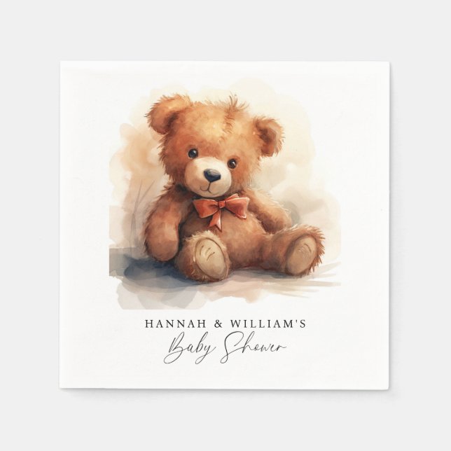 Servilleta De Papel We Can Bearly Wait Boy Baby Shower (Anverso)