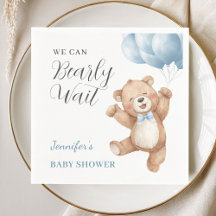 We Can Bearly Wait Boy Teddy Bear Baby Shower