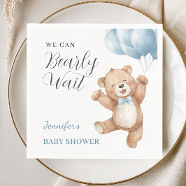 Servilleta De Papel We Can Bearly Wait Boy Teddy Bear Baby Shower