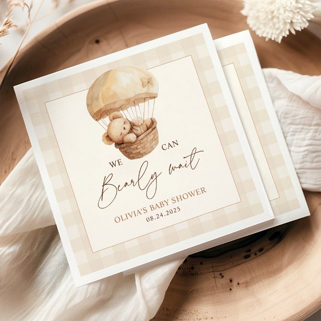 Servilleta De Papel We Can Bearly Wait Gingham Teddy Bear Baby Shower  (Subido por el creador)