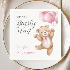 Servilleta De Papel We Can Bearly Wait Girl Teddy Bear Baby Shower