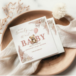 Servilleta De Papel We Can Bearly Wait Girl Teddy Bear Pink Boho