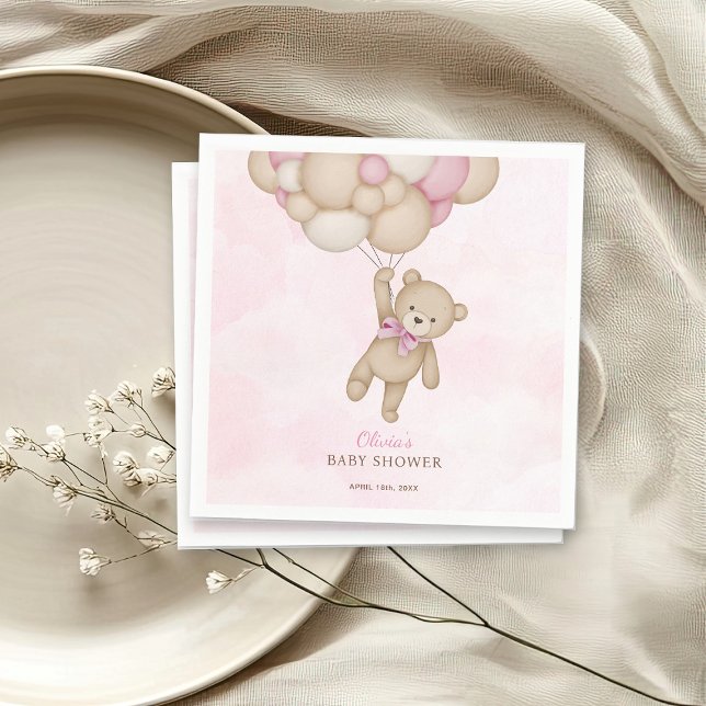 Servilleta De Papel We Can Bearly Wait Pink Baby Shower (Subido por el creador)