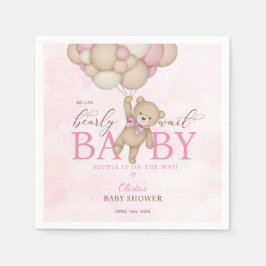 Servilleta De Papel We Can Bearly Wait Pink Baby Shower