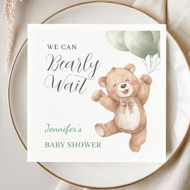 Servilleta De Papel We Can Bearly Wait Teddy Bear Baby Shower (Subido por el creador)