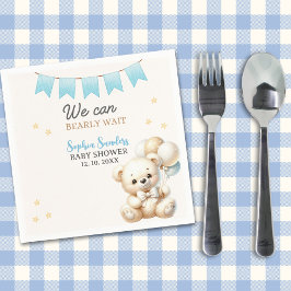 Servilleta De Papel "We Can Bearly Wait! Teddy Bear Baby Shower