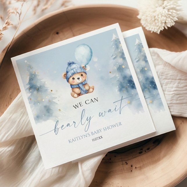 Servilleta De Papel We Can Bearly Wait Winter Teddy Bear Baby Shower (Subido por el creador)