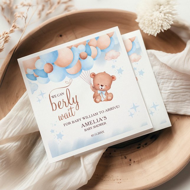Servilleta De Papel We Can Berly Wait Bear Balloon Baby Shower Napkins (Subido por el creador)