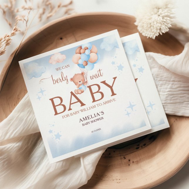 Servilleta De Papel We Can Berly Wait Teddy Bear Baby Shower Napkins (Subido por el creador)