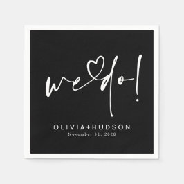 Servilleta De Papel We Do Heart Typography Black Wedding 