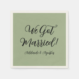 Servilleta De Papel We Got Married Green Paper Napkin
