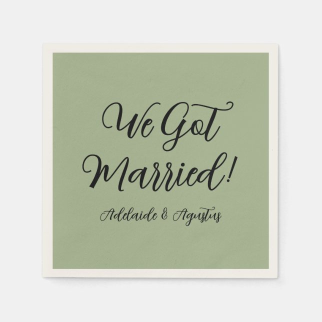 Servilleta De Papel We Got Married Green Paper Napkin (Anverso)