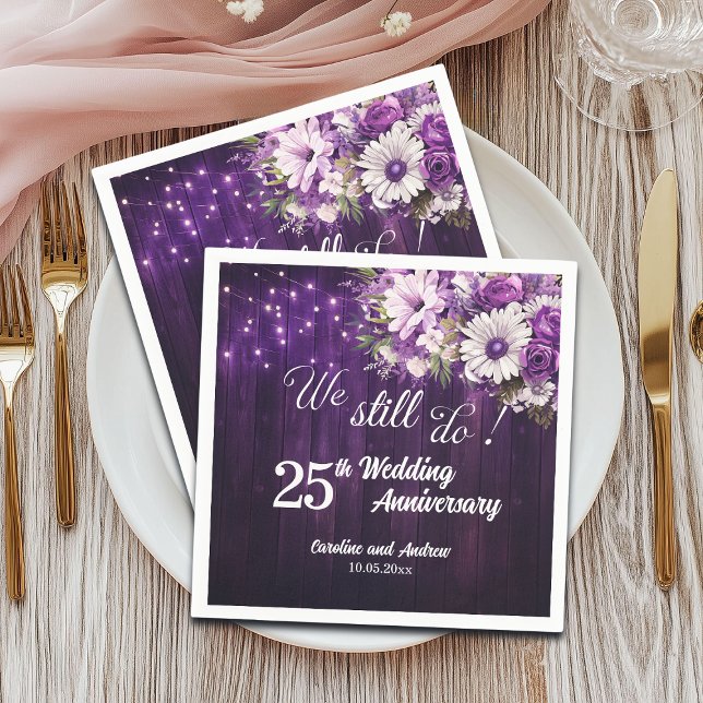 Servilleta De Papel We Still Do 25th Wedding Anniversary String Lights (Subido por el creador)