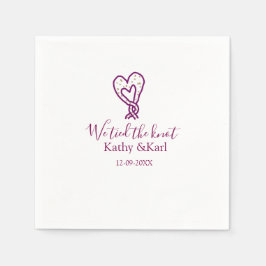 Servilleta De Papel We tied the knot pink heart knots name date romant