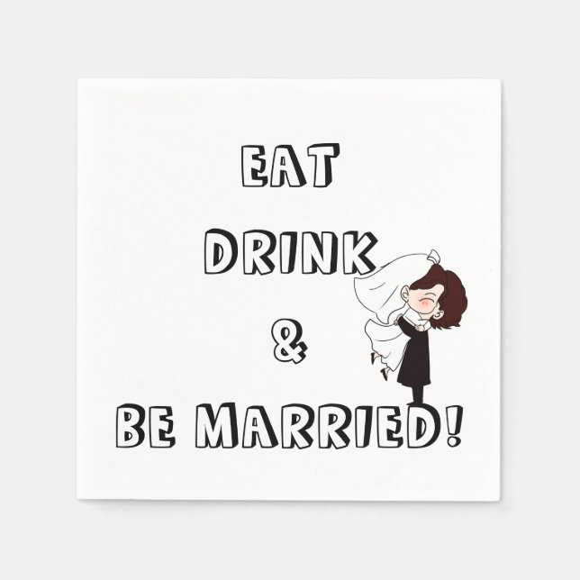 Servilleta De Papel Wedding Bride and Groom Humor (Anverso)