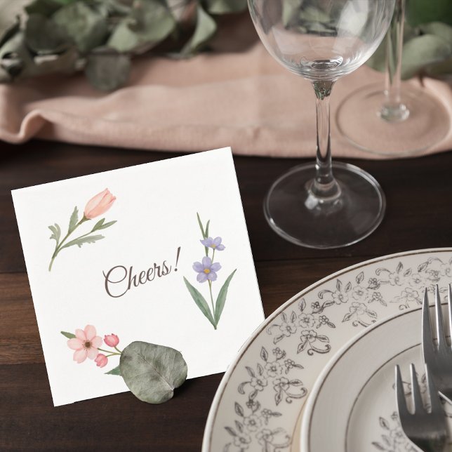 Servilleta De Papel Wedding Cocktail Napkin with Botanical Design (Subido por el creador)