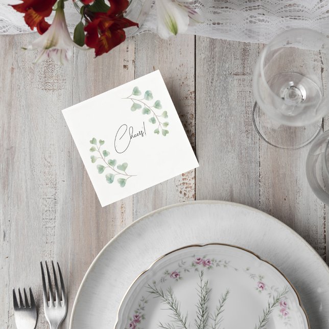 Servilleta De Papel Wedding Cocktail Napkin with Eucalyptus Leaves (Subido por el creador)