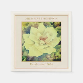 Servilleta De Papel Wedding Cocktail Napkins | Lemon Rose Floral