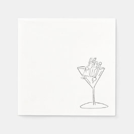 Servilleta De Papel Wedding Couple on a Martini Cocktail Napkin