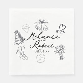 Servilleta De Papel Wedding Doodle Save the Dates Wedding Anniversary 