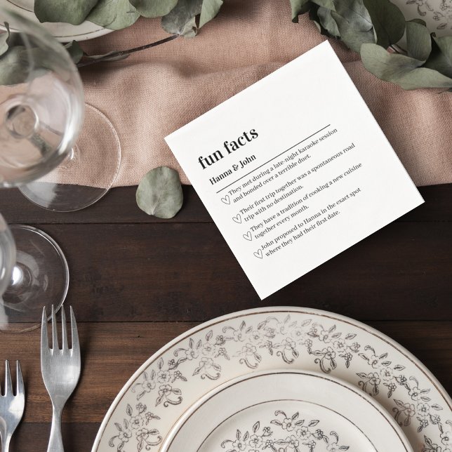 Servilleta De Papel Wedding Fun Facts Cocktail Napkin (Subido por el creador)