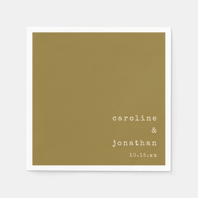 Servilleta De Papel Wedding Names Ochre Typewriter Modern Custom (Anverso)