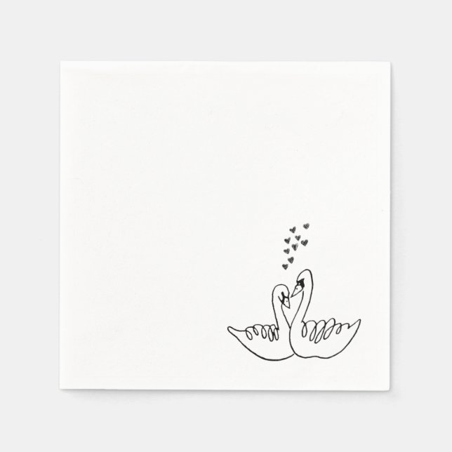 Servilleta De Papel Wedding Swans Cocktail Napkin (Anverso)