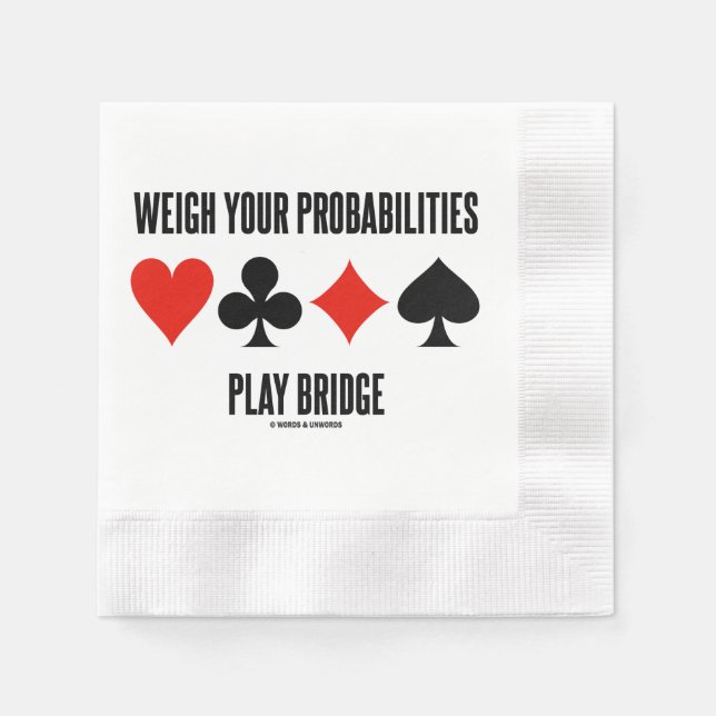 Servilleta De Papel Weigh Your Probabilities Play Bridge 4 Card Suits (Anverso)