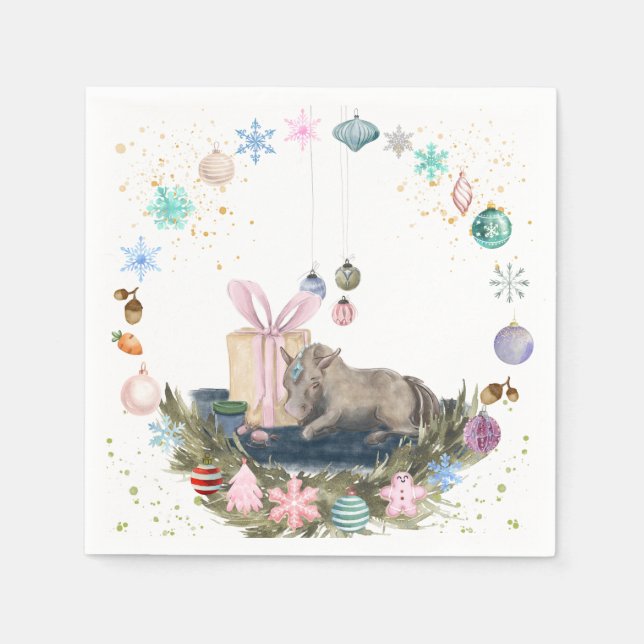 Servilleta De Papel Weihnachtsmotiv Servietten mit Pferdebild (Anverso)
